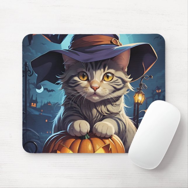 Kitty Halloween Mouse Mat (With Mouse)
