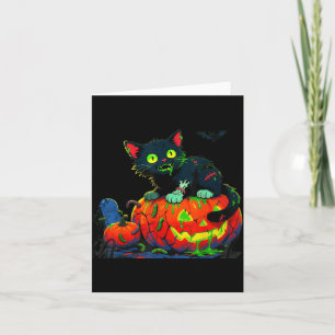 Kitty Halloween Pumpkin Black Cat Card