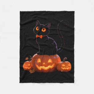 Kitty Halloween Pumpkin Black Cat Performance Fleece Blanket