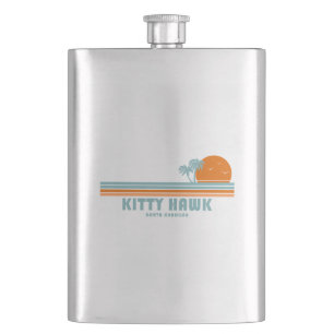 Kitty Hawk North Carolina Sun Palm Trees Hip Flask