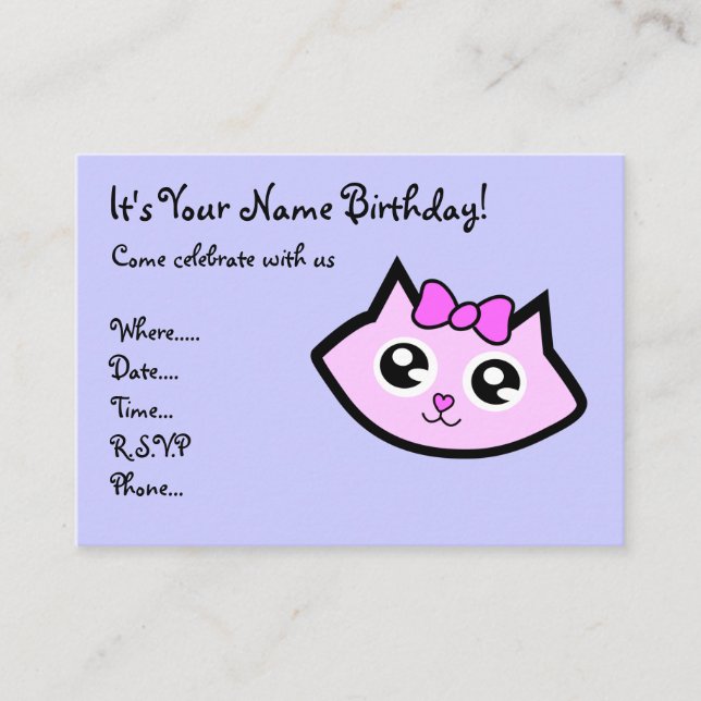 Kitty head  Birthday invitation (Front)
