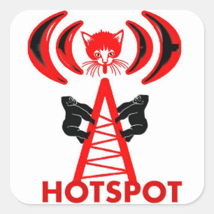 kitty hot spot square sticker