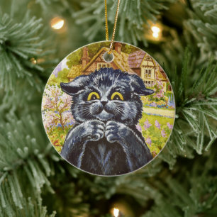 Kitty & House Background by Louis Wain • Ornament