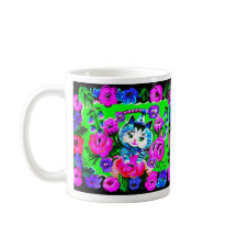 Kitty In a Basket Retro Mug