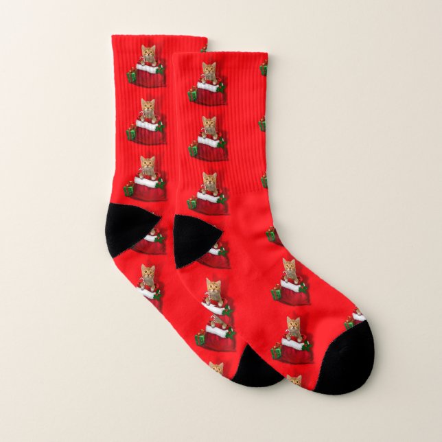 Kitty in a Christmas Bag Socks (Pair)