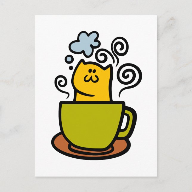 Kitty in a coffee cup postcard (Front)