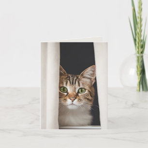 Kitty In A Curtain Note Card
