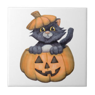 Kitty in a Pumpkin Tile