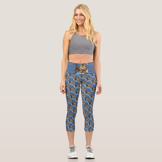 KITTY IN DEEP THOUGHT High Waisted Capris (Front)
