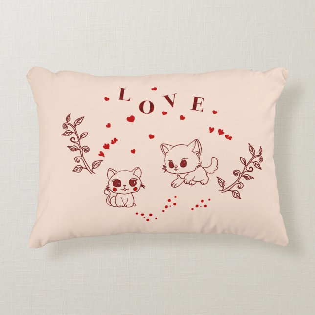 Kitty in Love Decorative Cushion (Front)
