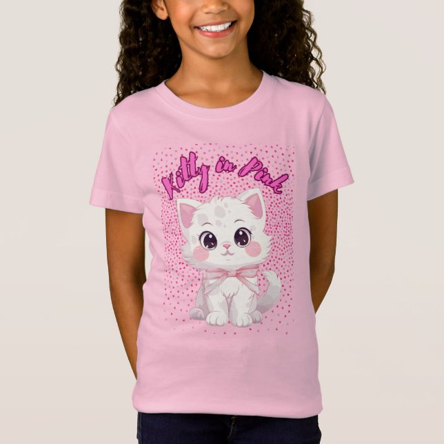 Kitty In Pink T-Shirt (Front)