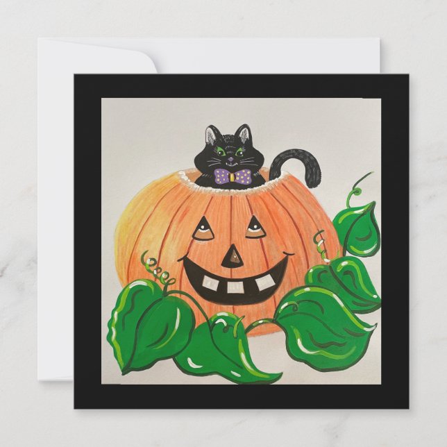 Kitty in Pumpkin Classic Invitation (Front)