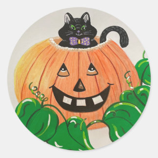 Kitty in Pumpkin Classic Sticker