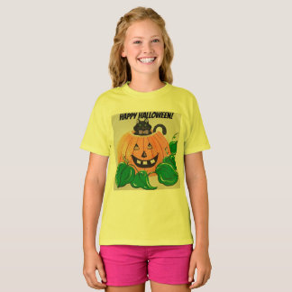 Kitty in Pumpkin Halloween T-Shirt