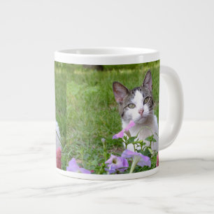 Kitty in the Flowers Jumbo Mug