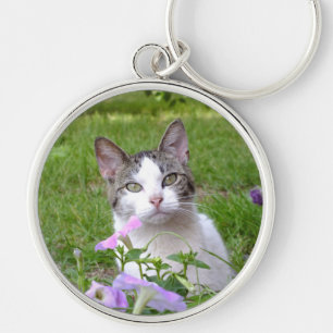 Kitty in the Flowers Key Chain