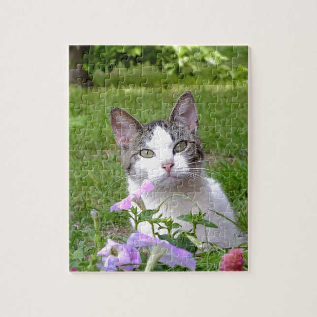 Kitty in the Petunias Puzzle (Vertical)