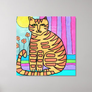 Kitty in the Sunshine Abstract Painting Canvas Print