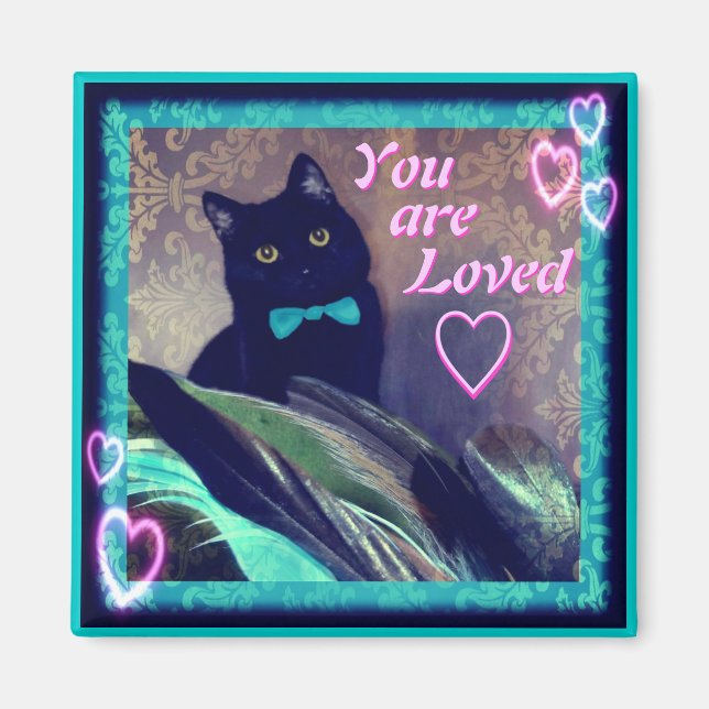 Kitty Inspirations Magnet black cat loved (Front)