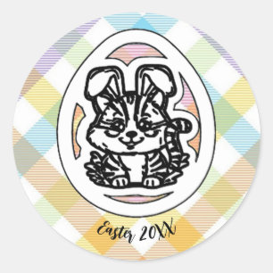 Kitty is dressed up for Easter!  Classic Round Sticker
