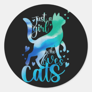 Kitty Just A Girl Who Loves Cats, Cute Cat Lover C Classic Round Sticker