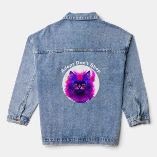 Kitty Kaleidoscope: Vibrant Cat Portrait Denim Jacket