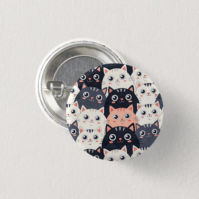 Kitty Kat Kaleidoscope 3 Cm Round Badge (Front & Back)