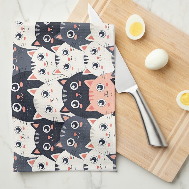 Kitty Kat Kaleidoscope Tea Towel (Quarter Fold)