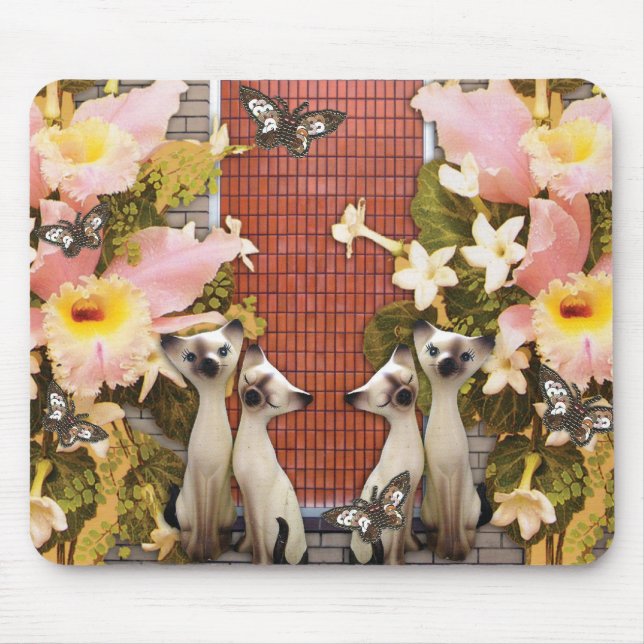 kitty kats love flowers mouse mat (Front)