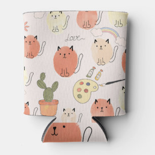 Kitty Kitten Cats: Cute Animal Pattern Can Cooler
