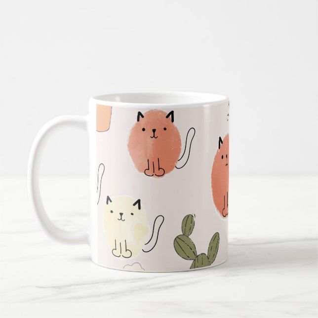 Kitty Kitten Cats: Cute Animal Pattern Coffee Mug (Left)