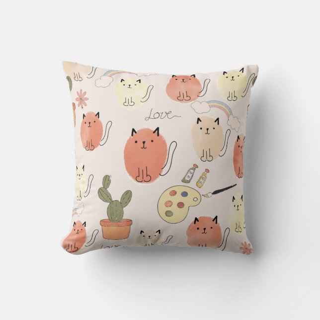 Kitty Kitten Cats: Cute Animal Pattern Cushion (Front)