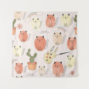 Kitty Kitten Cats: Cute Animal Pattern Tapestry
