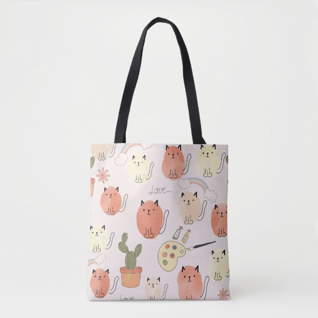 Kitty Kitten Cats: Cute Animal Pattern Tote Bag (Front)