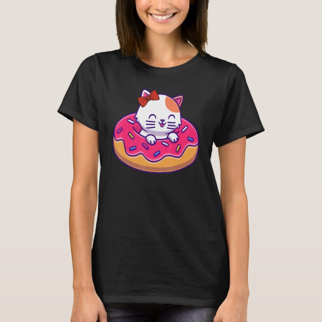 Kitty Kitten Donut Sprinkles Summer Swimming Women T-Shirt (Front)