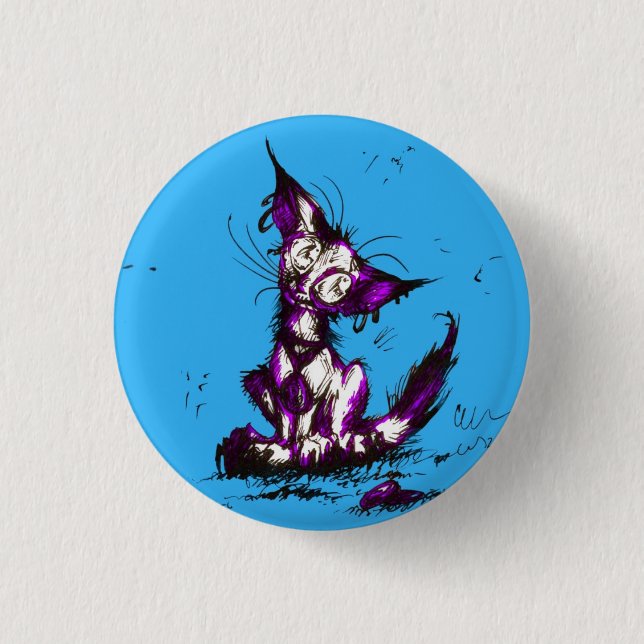 kitty, kitty purple kitty 3 cm round badge (Front)