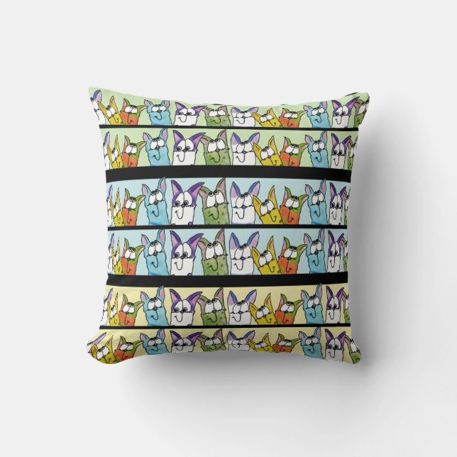 Kitty Lineup-Colourful Cats Cushion (Front)