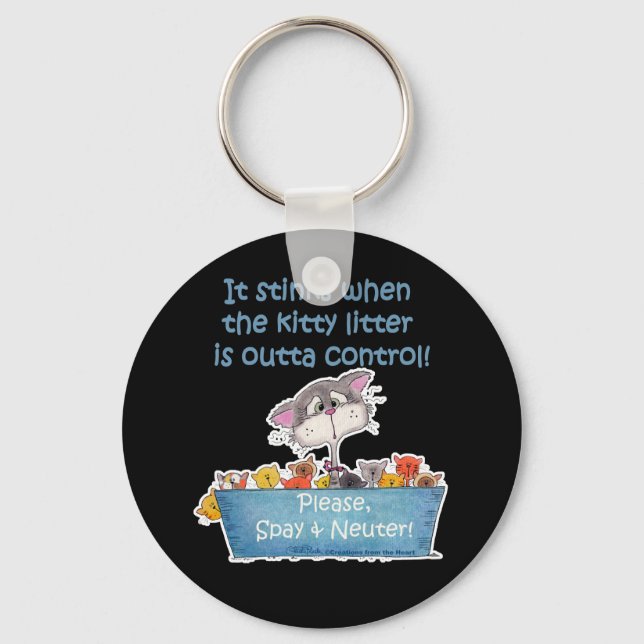 Kitty Litter Stinks Key Ring (Front)