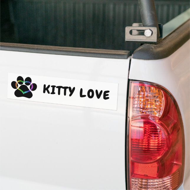 KITTY LOVE Black Bumper Sticker (On Truck)