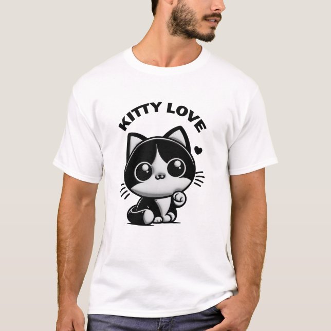 Kitty Love: Noir Cute Kitten T-Shirt (Front)