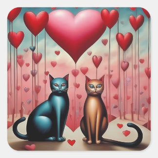 kitty love thang square sticker