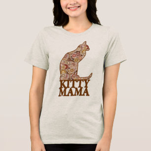 Kitty Mama Sitting Cat in Chocolate Brown  Tri-Blend Shirt