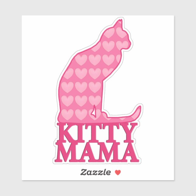 Kitty Mama Sitting Cat in Fuchsia Pink Hearts (Sheet)