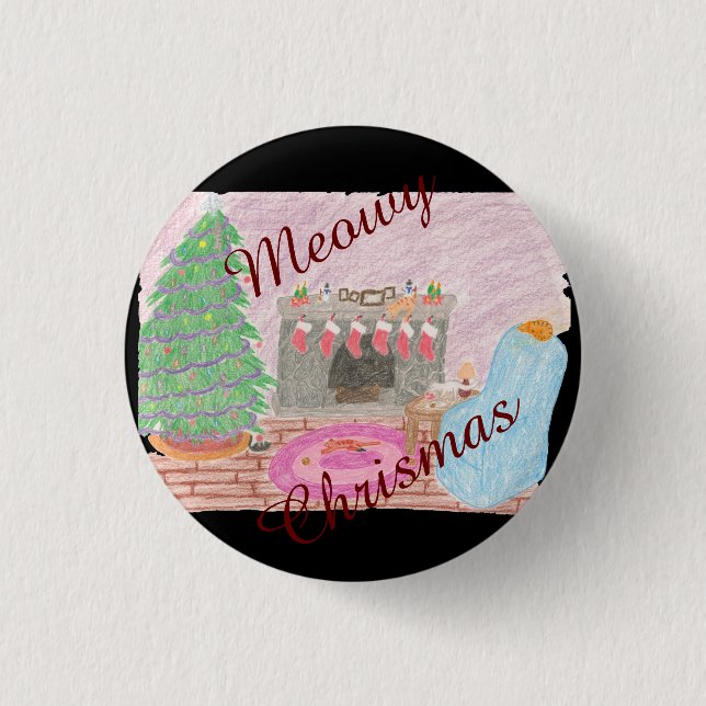 Kitty-mas Mischief (chrismas) 3 Cm Round Badge (Front)