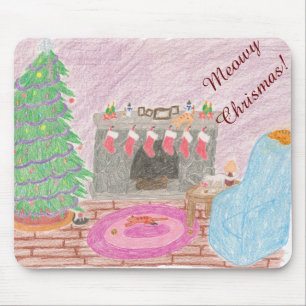 Kitty-mas Mischief (chrismas) Mouse Mat