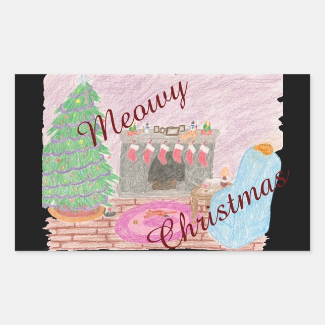 Kitty-mas Mischief (christmas) Rectangular Sticker (Front)