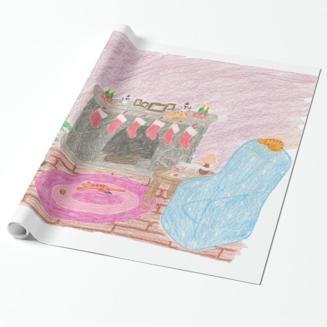 Kitty-mas Mischief Wrapping Paper (Unrolled)