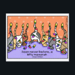 Kitty Menorah, Happy Holidays! Holiday Postcard<br><div class="desc">"Seen never before,  a kitty menorah." Sounds like: "seen never before,  uh,  kitty menor-uh." This cute cat card celebrates hanukkah and the holidays in an original way! Happy Holidays!</div>