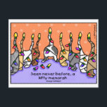 Kitty Menorah, Happy Holidays! Holiday Postcard<br><div class="desc">"Seen never before,  a kitty menorah." Sounds like: "seen never before,  uh,  kitty menor-uh." This cute cat card celebrates hanukkah and the holidays in an original way! Happy Holidays!</div>
