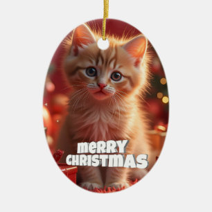 Kitty Merry Christmas Ceramic Tree Decoration